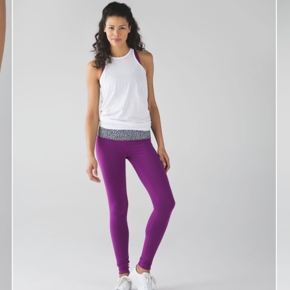 Lululemon Wunder Under Pant 3 Reversible Regal Plum Miss Mosaic Black Size 6 - Picture 1 of 6